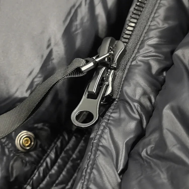 Zosia™ | Długa Pikowana Kurtka Zimowa Z Kapturem i Zamkiem