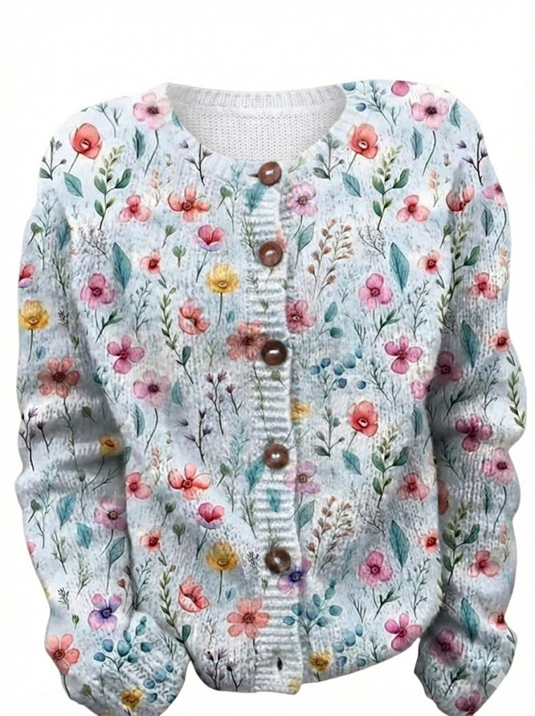 Milava™ Kardigan vintage z kwiatowym nadrukiem