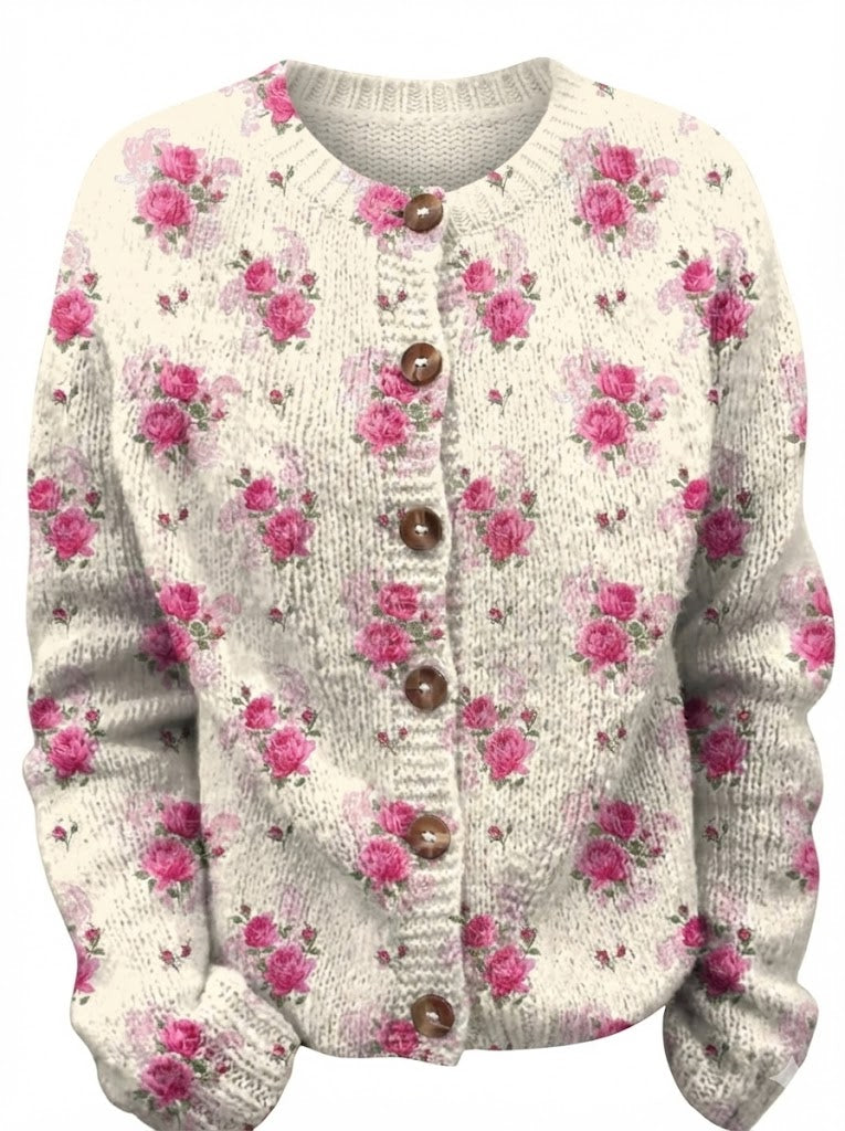 Milava™ Kardigan w akwarelowe róże