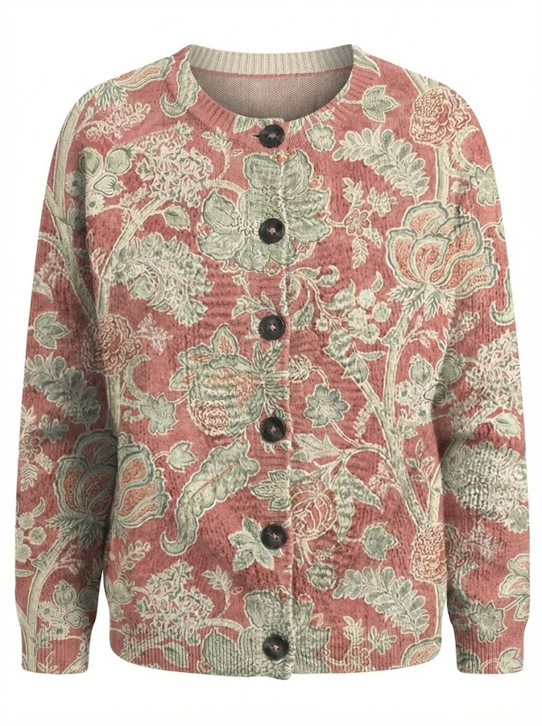 Milava™ Vintage kardigan z kwiatowym printem