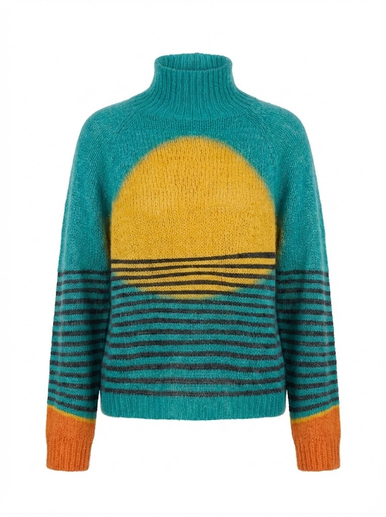 Milava™ Sweter z golfem w kropki i fale