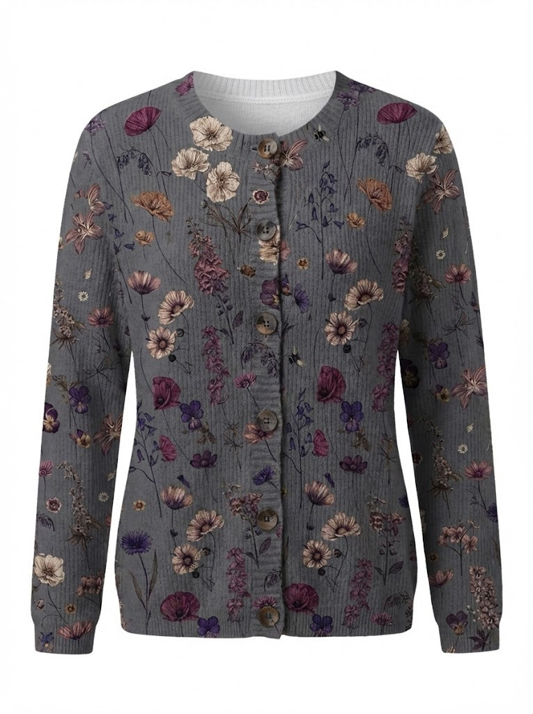 Milava™ Kardigan z nadrukiem kwiatowym z guzikami